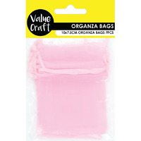 Mini Organza Bags 10cm x 7.5cm - Baby Pink 7 Pack- main image