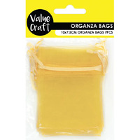 Mini Organza Bags 10cm x 7.5cm - Mustard 7 Pack- main image