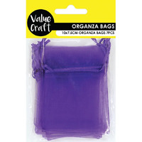 Mini Organza Bags 10cm x 7.5cm - Purple 7 Pack- main image