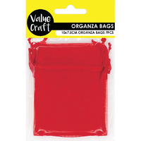 Mini Organza Bags 10cm x 7.5cm - Red 7 Pack- main image