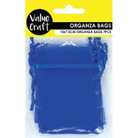 Mini Organza Bags 10cm x 7.5cm - Royal Blue 7 Pack- main image