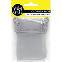 Mini Organza Bags 10cm x 7.5cm - Silver 7 Pack- main image