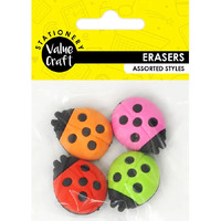 Mini Novelty Ladybugs Erasersd 4 Pack- main image