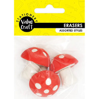 Mini Novelty Mushroom Erasers 3 Pack- main image