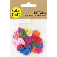 Buttons Kids Assorted 1-1.5cm 30pk - Assorted Bright Colours- main image
