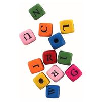 Wooden Assorted Cube Alphabet Beads 20g- main image