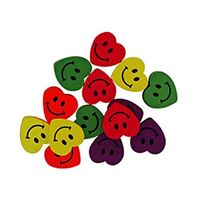 Assorted Fluoro Wooden Smiley Face Hearts 15g- main image