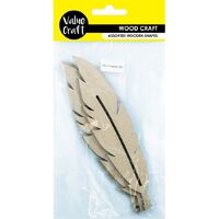 Craft Wood Feather 15cm Natural 3pk- main image