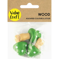 Craft Wooden Mushroom 4cm - Green 3 Pack- main image