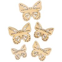 Wooden Assorted Shape Butterflies 5pcs- main image