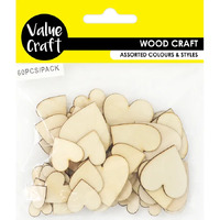 Wooden Hearts 3 Assorted Sizes - 60 Pack- main image