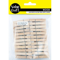 Wooden Pegs 4.5cm Natural 24 Pack- main image