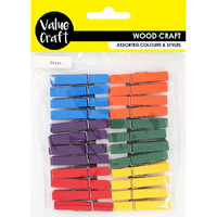 Craft Wooden Pegs Multi Colour 4.5cm 24pcs- main image