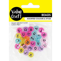 Round Alphabet Crystal Letters Beads 30 Pack- main image