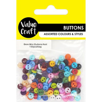 Buttons 6mm Mini Round 100 Pack - Assorted Colours- main image