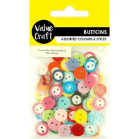 Buttons 10mm White Round 90 Pack - Assorted Colours- main image