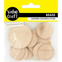 Wooden Beads Discs Assorted Natural 10 Pack- main image