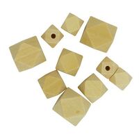 Wood Assorted Facet Natural MDF Bead 13pcs- main image