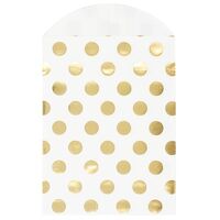 Paper Treat Bags White Gold Spots 6pk- main image