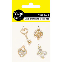 Diamante Love Charms 4pcs- main image