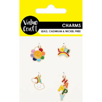 Happy Rainbow Flower Charms 4 Pack- main image
