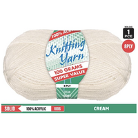 Knitting Yarn 100% Acrylic 8ply 100g Cream- main image
