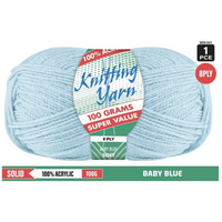 Knitting Yarn 100% Acrylic 8ply 100g Baby Blue- main image