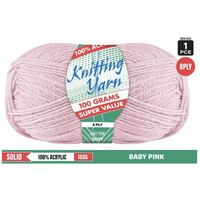 Knitting Yarn 100% Acrylic 8ply 100g Baby Pink- main image