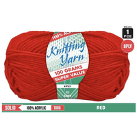 Knitting Yarn 100% Acrylic 8ply 100g Red- main image