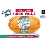 Knitting Yarn 100% Acrylic 8ply 100g Golden Yellow- main image