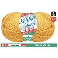 Knitting Yarn 100% Acrylic 8ply 100g Golden Yellow- main image