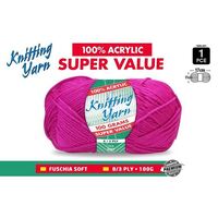 Knitting Yarn 100% Acrylic 8ply 100g Fuchsia - main image