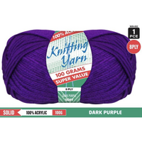 Knitting Yarn 100% Acrylic 8ply 100g Dark Purple- main image