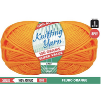 Knitting Yarn 100% Acrylic 8ply 100g Orange- main image
