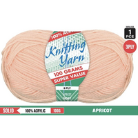 Knitting Yarn 100% Acrylic 8ply 100g Apricot- main image