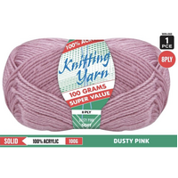 Knitting Yarn 100% Acrylic 8ply 100g Dusty Pink- main image