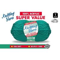 Knitting Yarn 100% Acrylic 8ply 100g Teal- main image
