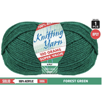 Knitting Yarn 100% Acrylic 8ply 100g Forest Green- main image