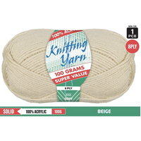 Knitting Yarn 100% Acrylic 8ply 100g Beige- main image