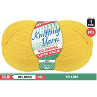 Knitting Yarn 100% Acrylic 8ply 100g Yellow- main image