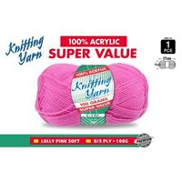 Knitting Yarn 100% Acrylic 8ply 100g Lolly Pink- main image