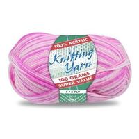 Knitting Yarn 100% Acrylic 8ply 100g Multi Colour Pink Mix- main image