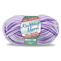 Knitting Yarn 100% Acrylic 8ply 100g Multi Colour Lavender Mix- main image