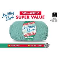 Knitting Yarn 100% Acrylic 8ply 100g Pale Green- main image