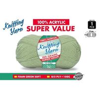 Knitting Yarn 100% Acrylic 8ply 100g Fawn Green- main image