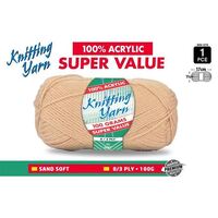 Knitting Yarn 100% Acrylic 8ply 100g Sand- main image