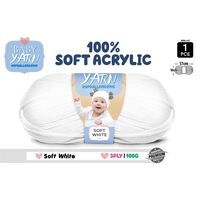 Knitting Baby Yarn 100% Soft Acrylic Crochet Ball Wool 100g 3Ply White- main image