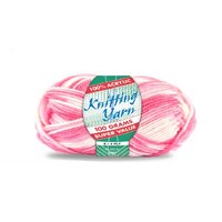 Knitting Yarn 100% Acrylic 8ply 100g Pink White Mix- main image