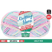 Knitting Yarn 100% Acrylic 8ply 100g Lolly Mix- main image
