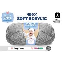 Knitting Baby Yarn 100% Soft Acrylic Crochet Ball Wool 100g 3Ply Grey- main image